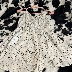 White romper with black hearts